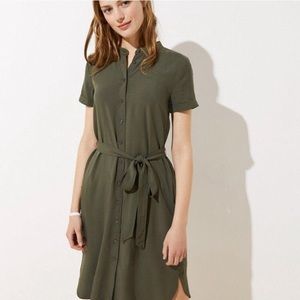 NWT LOFT olive green button dress